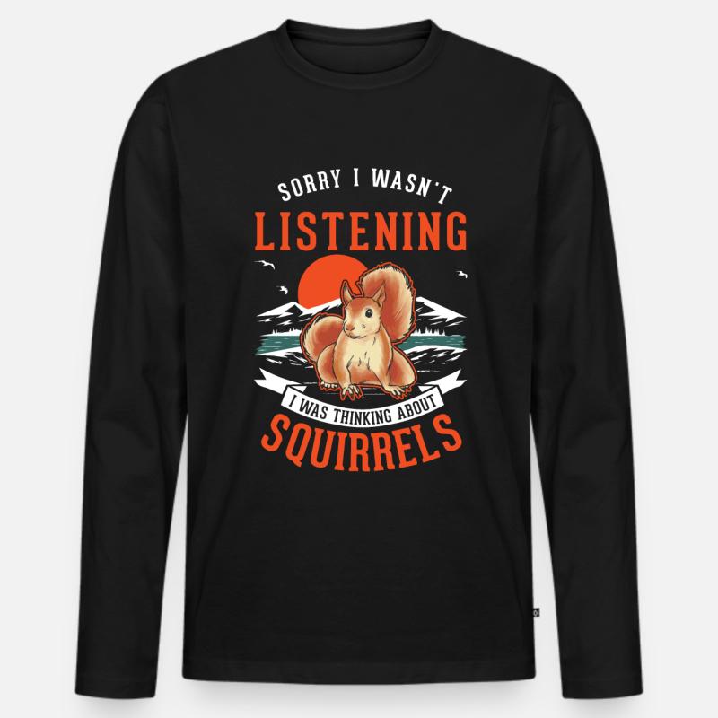 Eichhörnchen Geschenk Grauhörnchen Squirrel - Männer Premium Bio Langarmshirt - Schwarz