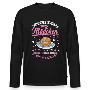 Leberkas Mädchen Leberkäse Fleischkäse - Männer Premium Bio Langarmshirt - Schwarz - Vorne - Nico (187cm)