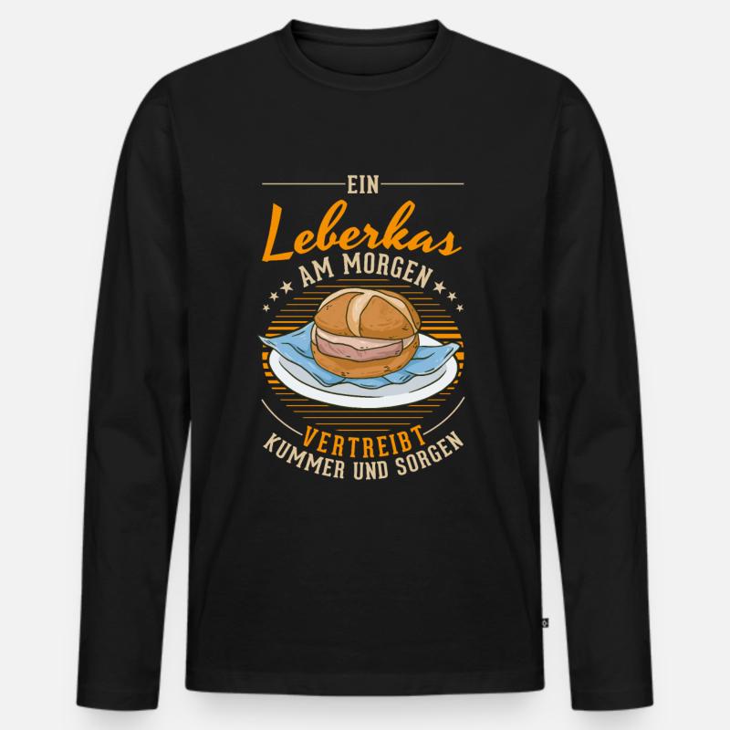 Leberkas Leberkäse Fleischkäse - Männer Premium Bio Langarmshirt - Schwarz