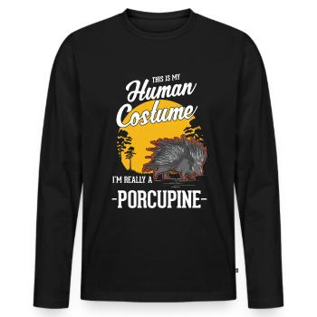 Stachelschwein Human Costume Halloween - Männer Premium Bio Langarmshirt - Schwarz - Vorne - Nico (187cm)