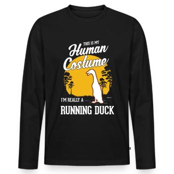Runner Duck Costume Halloween - Men's Premium Organic Long Sleeve Shirt - black - Front - Nico (187cm)