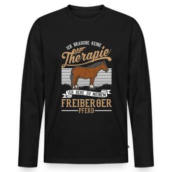 Freiberger Pferd Therapie - Männer Premium Bio Langarmshirt - Schwarz - Vorne - Nico (187cm)