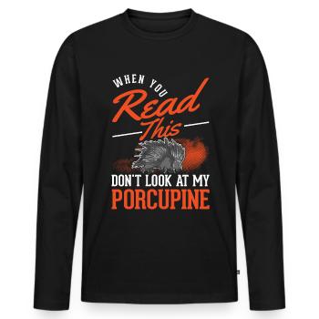 Porcupine Lover Porcupine - Men's Premium Organic Long Sleeve Shirt - black - Front - Nico (187cm)