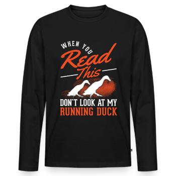 Indian Runner Duck Gift Bottle Duck - Men's Premium Organic Long Sleeve Shirt - black - Front - Nico (187cm)