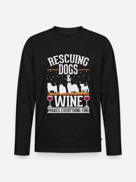 Hunderettung und Wein Straßenhund - Männer Premium Bio Langarmshirt - Schwarz