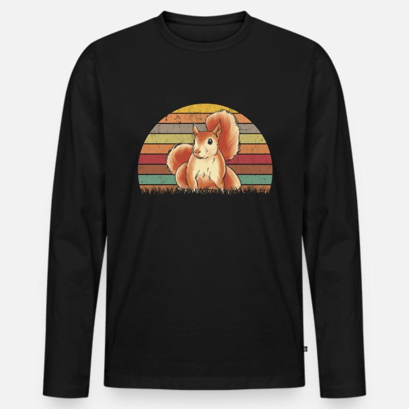 Eichhörnchen Retro Squirrel - Männer Premium Bio Langarmshirt - Schwarz
