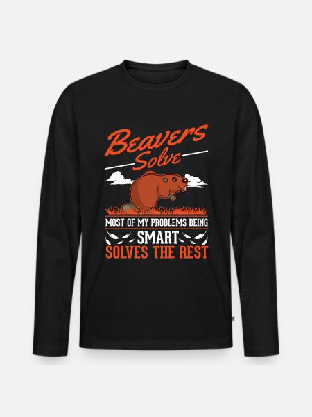 Biber Geschenk Biberdamm - Männer Premium Bio Langarmshirt - Schwarz
