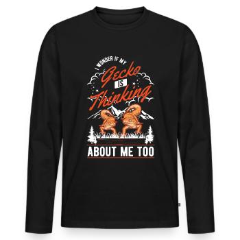 Gecko Geschenk Leopardgecko - Männer Premium Bio Langarmshirt - Schwarz - Vorne - Nico (187cm)
