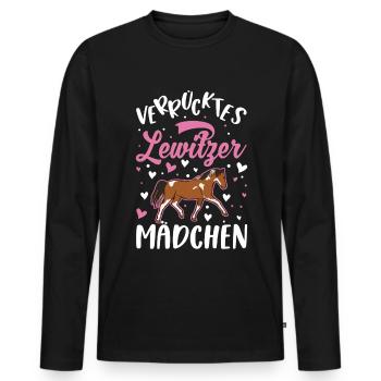 Verrücktes Lewitzer Mädchen - Männer Premium Bio Langarmshirt - Schwarz - Vorne - Nico (187cm)