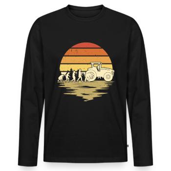 Évolution de la mécanique de machinerie agricole - T-shirt manches longues Premium bio Homme - noir - Devant - Nico (187cm)