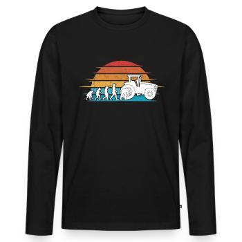 Évolution de la mécanique de machinerie agricole - T-shirt manches longues Premium bio Homme - noir - Devant - Nico (187cm)