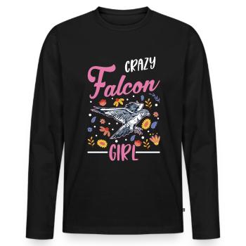 Crazy Falcon Girl - Men's Premium Organic Long Sleeve Shirt - black - Front - Nico (187cm)