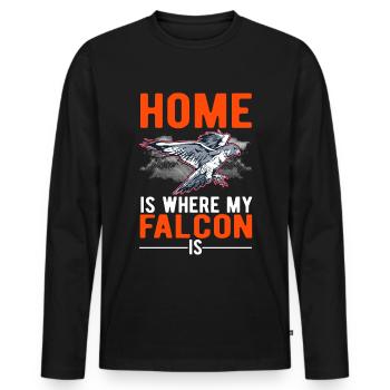 La maison est là où mon faucon est faucon crécerelle - T-shirt manches longues Premium bio Homme - noir - Devant - Nico (187cm)