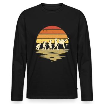 Karate Evolution Selbstverteidigung Kampfsport - Männer Premium Bio Langarmshirt - Schwarz - Vorne - Nico (187cm)
