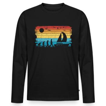 Sailboat Evolution Captain Sailor Ship - Men's Premium Organic Long Sleeve Shirt - black - Front - Nico (187cm)