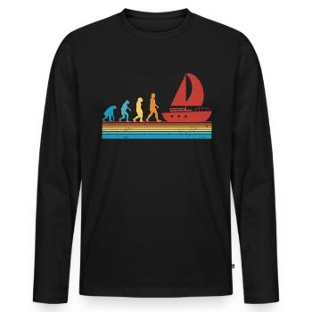 Sailboat Evolution Captain Sailor Ship - Men's Premium Organic Long Sleeve Shirt - black - Front - Nico (187cm)