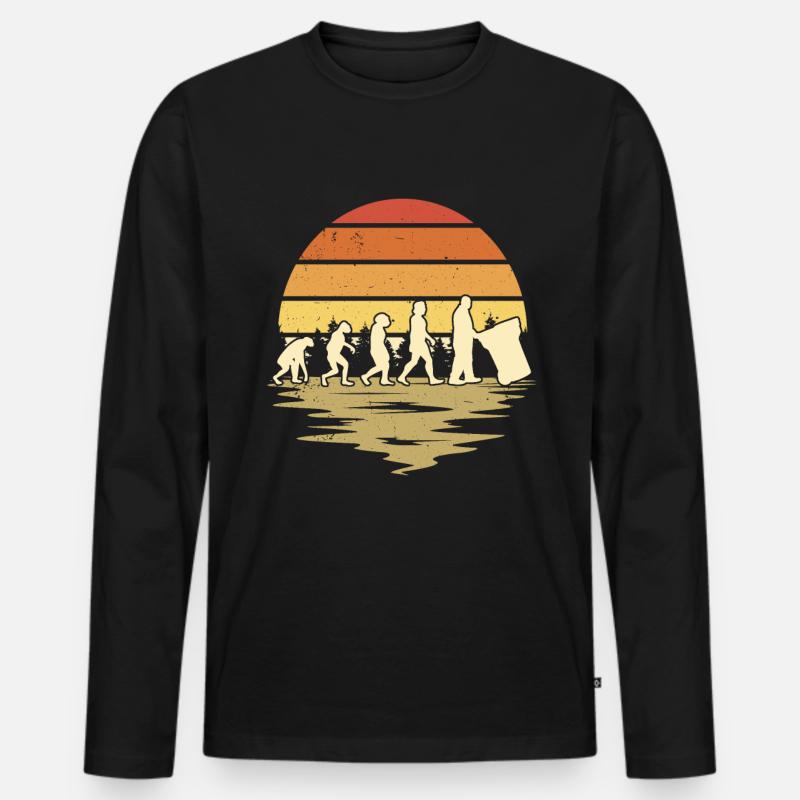 Müllmann Evolution Müllabfuhr Müllwagen - Männer Premium Bio Langarmshirt - Schwarz