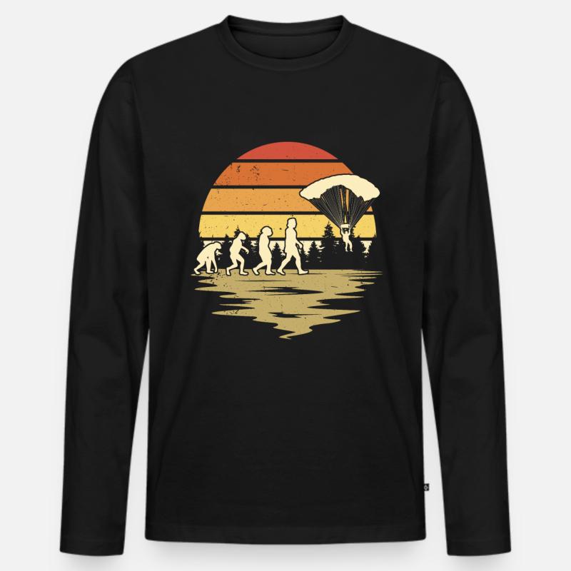 Fallschirmspringer EvolutionFallmschirm Skydive - Männer Premium Bio Langarmshirt - Schwarz