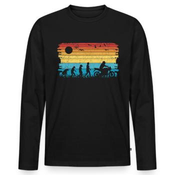 Motorradfahrer Evolution Motorrad Biker - Männer Premium Bio Langarmshirt - Schwarz - Vorne - Nico (187cm)