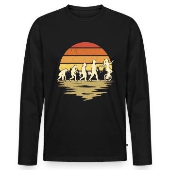 Einrad Evolution Einradfahrer - Männer Premium Bio Langarmshirt - Schwarz - Vorne - Nico (187cm)