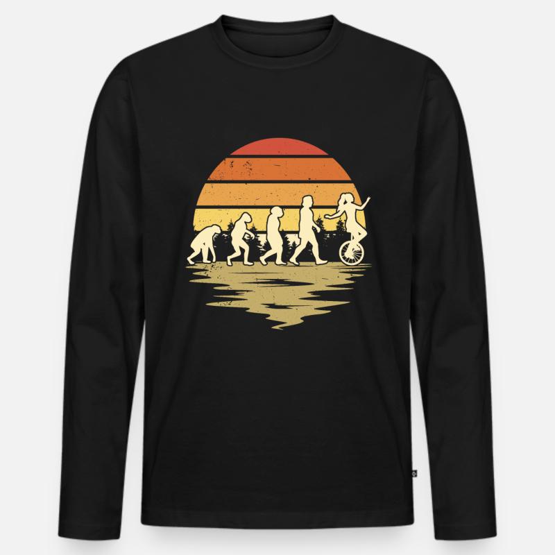 Einrad Evolution Einradfahrer - Männer Premium Bio Langarmshirt - Schwarz