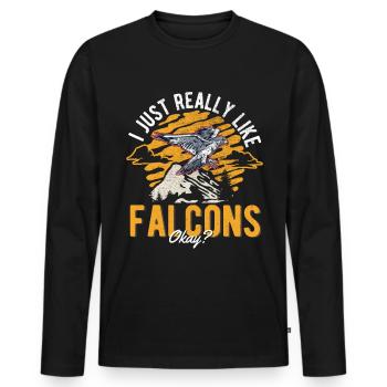 J’aime juste les faucons, les crécerelles, les fauconniers - T-shirt manches longues Premium bio Homme - noir - Devant - Nico (187cm)