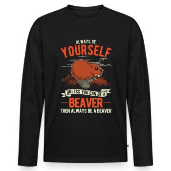 Soyez toujours vous-même Castor Barrage de castors - T-shirt manches longues Premium bio Homme - noir - Devant - Nico (187cm)