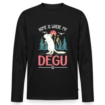 La maison est là où se trouve mon degu, le degu de la forêt - T-shirt manches longues Premium bio Homme - noir - Devant - Nico (187cm)