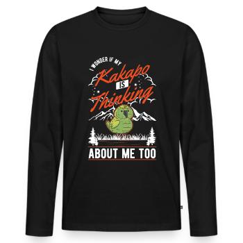 Perroquet de Nouvelle-Zélande Kakapo - T-shirt manches longues Premium bio Homme - noir - Devant - Nico (187cm)