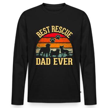 Dog Rescue Dad Street Dog - Men's Premium Organic Long Sleeve Shirt - black - Front - Nico (187cm)