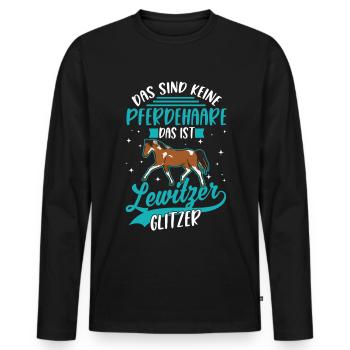 Lewitzer Glitzer Lewitzer Pferdehaare - Männer Premium Bio Langarmshirt - Schwarz - Vorne - Nico (187cm)