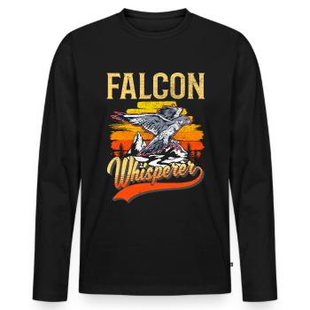 Faucon chuchoteur Fauconnier Fauconnier crécerelle fauconnerie - T-shirt manches longues Premium bio Homme - noir - Devant - Nico (187cm)