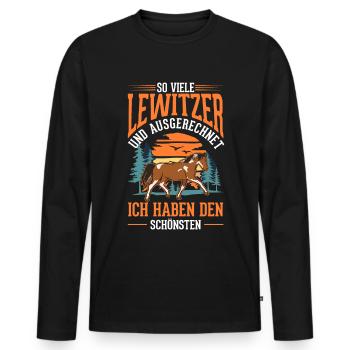 Lewitzer Pferd Reiterin - Männer Premium Bio Langarmshirt - Schwarz - Vorne - Nico (187cm)