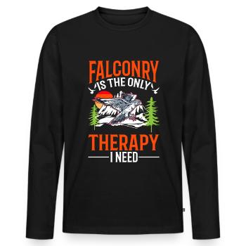 Faucon Thérapie Fauconnerie Faucon Crécerelle - T-shirt manches longues Premium bio Homme - noir - Devant - Nico (187cm)