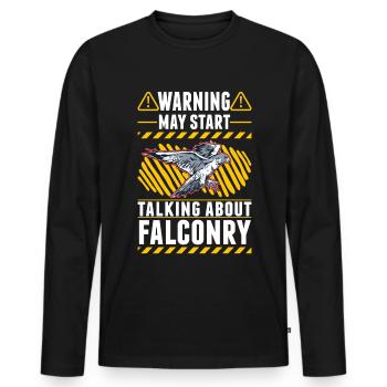 Avertissement Faucon Fauconnier Fauconnerie Crécerelle - T-shirt manches longues Premium bio Homme - noir - Devant - Nico (187cm)