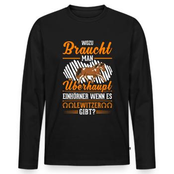 Lewitzer Einhorn Lewitzer Pferd - Männer Premium Bio Langarmshirt - Schwarz - Vorne - Nico (187cm)