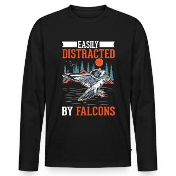 Facilement distrait par les faucons Falkenzucht Falkner - T-shirt manches longues Premium bio Homme - noir - Devant - Nico (187cm)
