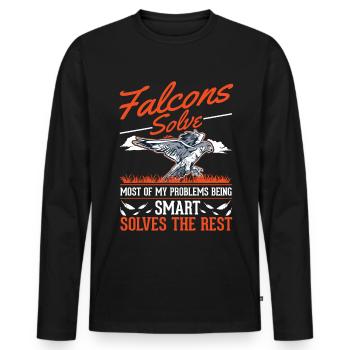 Falcon Falconer Kestrel Falconry Falconry Falconer - Men's Premium Organic Long Sleeve Shirt - black - Front - Nico (187cm)