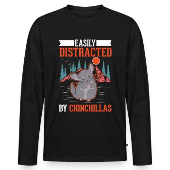 Facilement distrait par les chinchillas - T-shirt manches longues Premium bio Homme - noir - Devant - Nico (187cm)