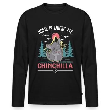 La maison est là où se trouve mon chinchilla - T-shirt manches longues Premium bio Homme - noir - Devant - Nico (187cm)