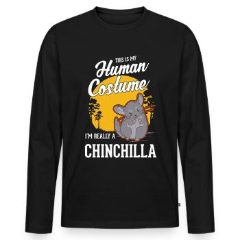 Déguisement Chinchilla Halloween - T-shirt manches longues Premium bio Homme - noir - Devant - Nico (187cm)