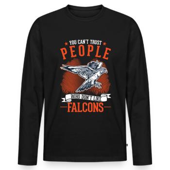 Falcon Gift, Falcon Breeding, Falcon Breeder, Falconer - Men's Premium Organic Long Sleeve Shirt - black - Front - Nico (187cm)
