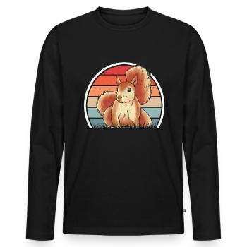 Eichhörnchen Écureuil rétro - T-shirt manches longues Premium bio Homme - noir - Devant - Nico (187cm)