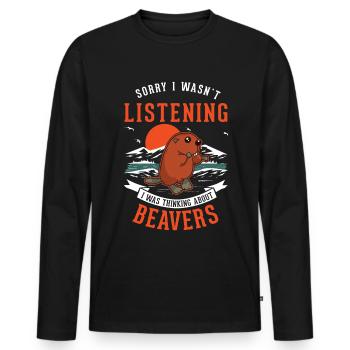 Beaver Beaver Dam Gift Beaver - Men's Premium Organic Long Sleeve Shirt - black - Front - Nico (187cm)
