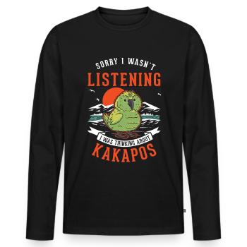 Kakapo Bird Night Parrot - Men's Premium Organic Long Sleeve Shirt - black - Front - Nico (187cm)
