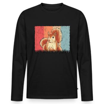 Eichhörnchen Écureuil rétro - T-shirt manches longues Premium bio Homme - noir - Devant - Nico (187cm)