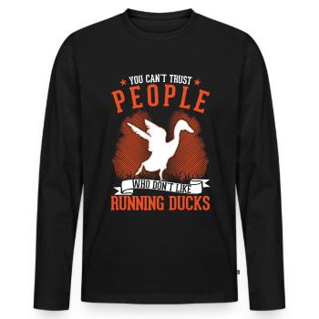 Indian Runner Duck Gift Running Duck - Men's Premium Organic Long Sleeve Shirt - black - Front - Nico (187cm)
