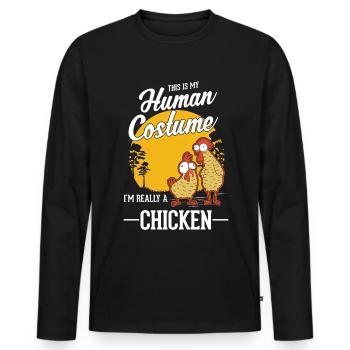 Chicken Costume Chicken Halloween Farmer - Men's Premium Organic Long Sleeve Shirt - black - Front - Nico (187cm)