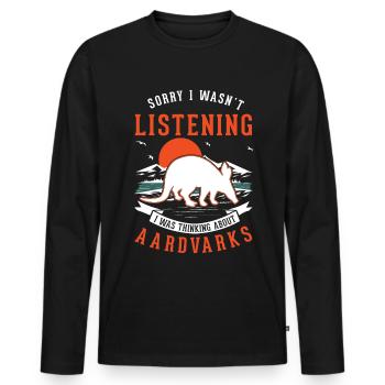 Erdferkel Geschenk Aardvark - Männer Premium Bio Langarmshirt - Schwarz - Vorne - Nico (187cm)