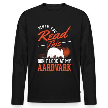 Erdferkel Geschenk Aardvark - Männer Premium Bio Langarmshirt - Schwarz - Vorne - Nico (187cm)